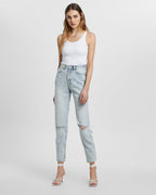 Womens Pointer Karma Slash Relaxed Tapered Denim Jeans - Denim