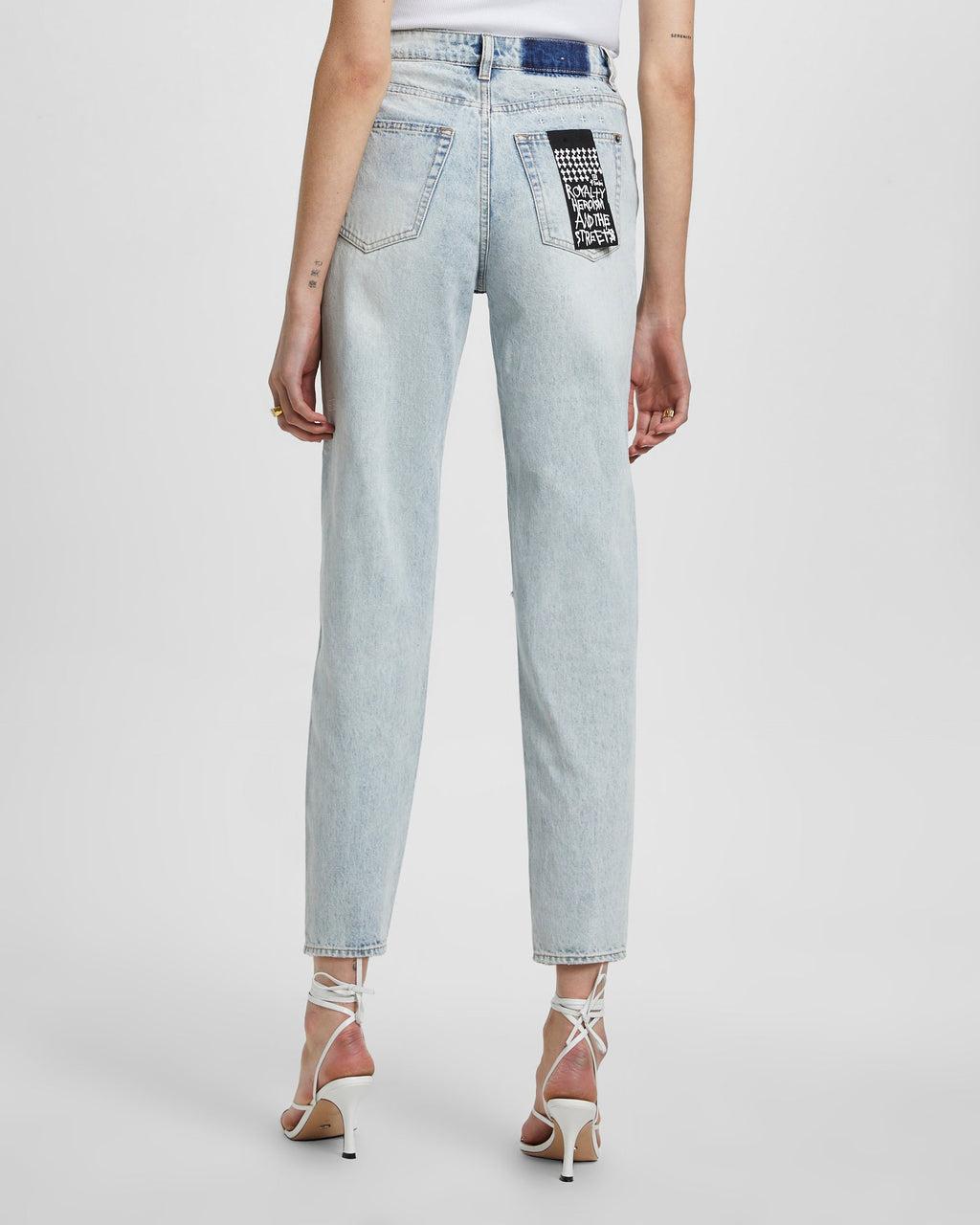 Womens Pointer Karma Slash Relaxed Tapered Denim Jeans - Denim