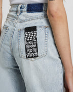 Womens Pointer Karma Slash Relaxed Tapered Denim Jeans - Denim