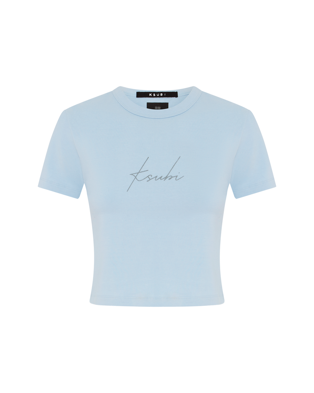 Womens Moniker Baby Tee Sky Fitted Tees - Blue