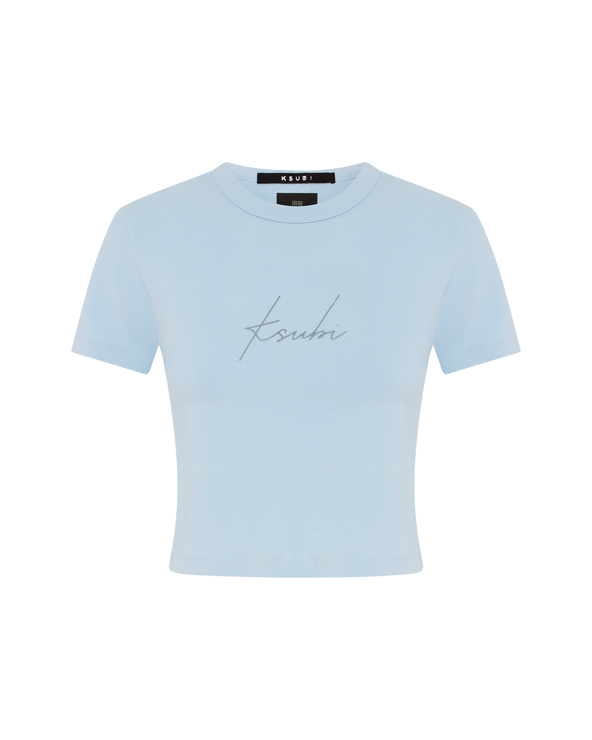 Womens Moniker Baby Tee Sky Fitted Tees - Blue