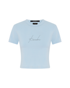 Womens Moniker Baby Tee Sky Fitted Tees - Blue