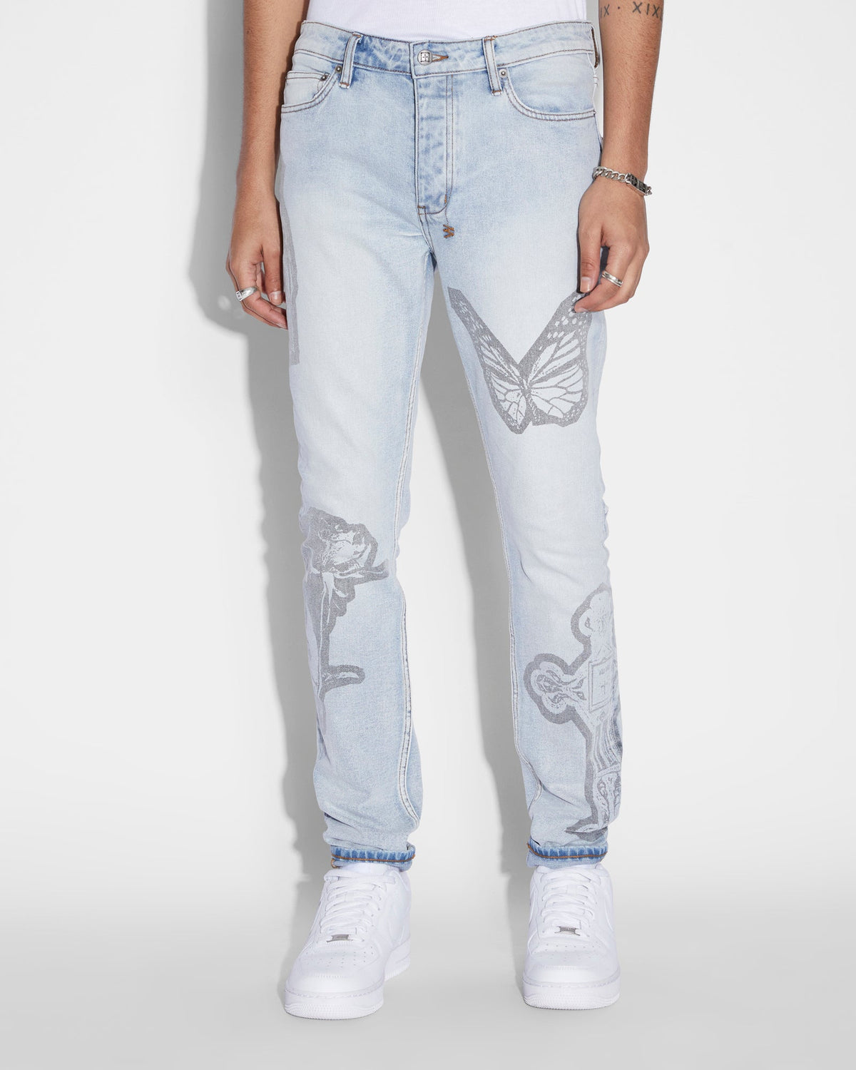 Mens Chitch Kut Out Nimbus Slim Denim Jeans - Denim