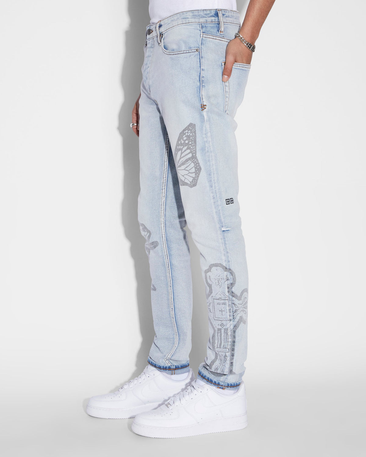 Mens Chitch Kut Out Nimbus Slim Denim Jeans - Denim