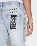 Mens Chitch Kut Out Nimbus Slim Denim Jeans - Denim