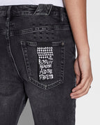 Mens Chitch Kut Out Black Slim Denim Jeans - Black
