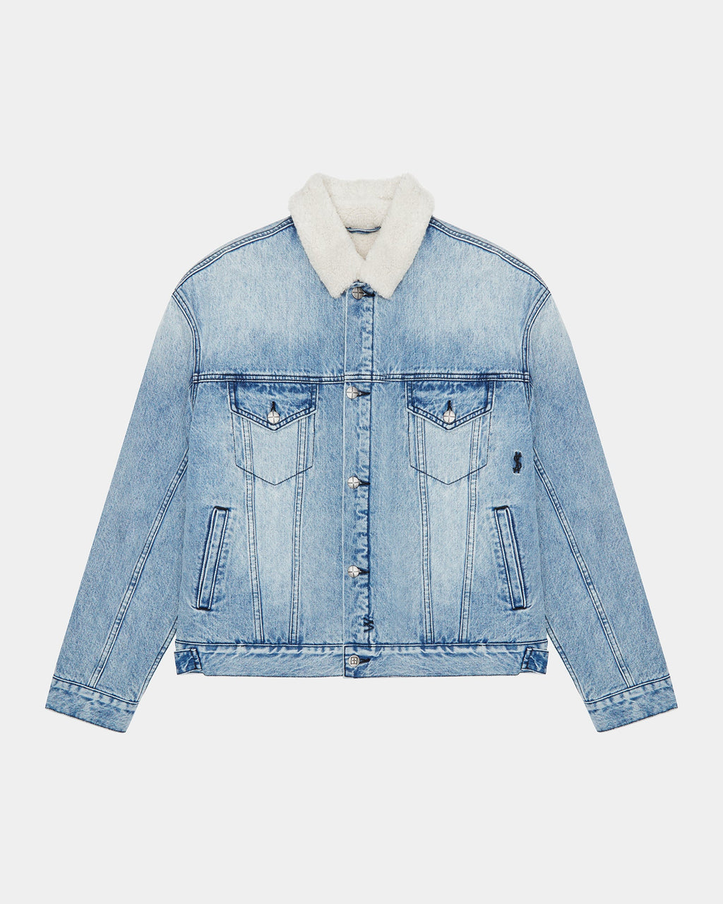 Mens Oh G Jacket Sherpa Mid Blue Oversized Jackets - Denim