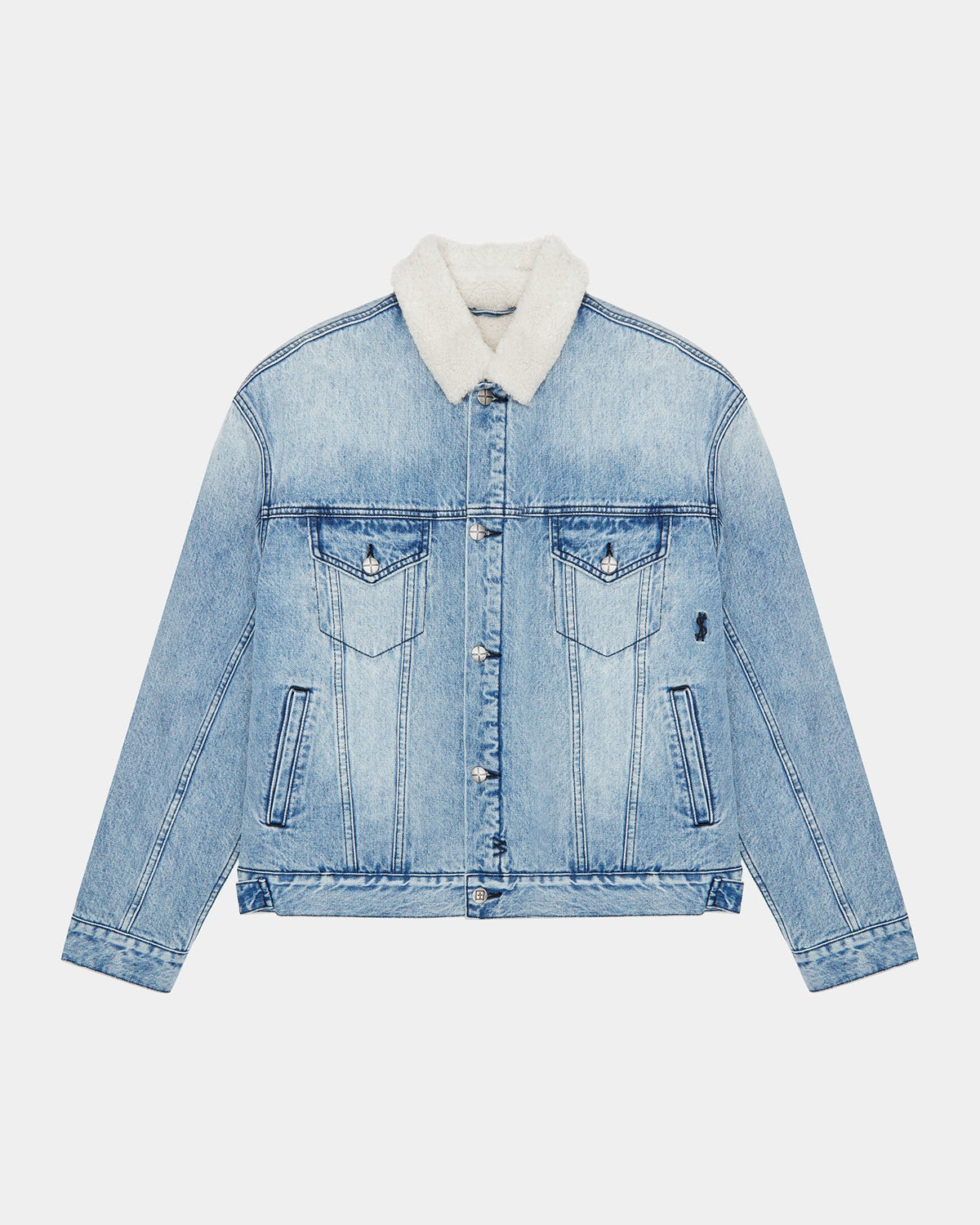 Mens Oh G Jacket Sherpa Mid Blue Oversized Jackets - Denim