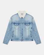 Mens Oh G Jacket Sherpa Mid Blue Oversized Jackets - Denim
