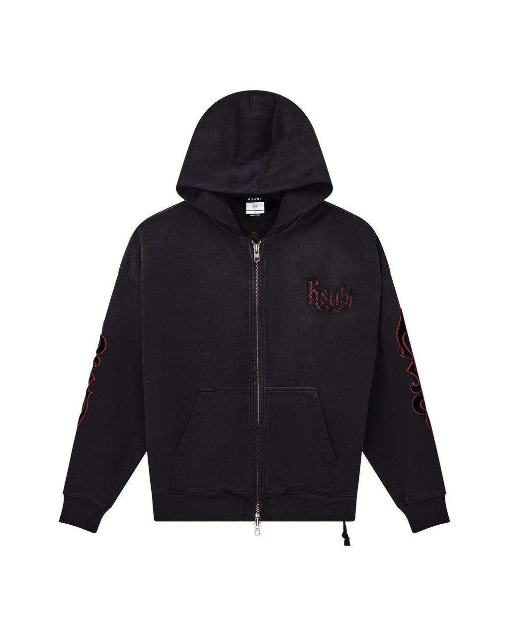 Mens Paise Ekcess Hoodie Black Fade Oversized Fleece - Grey