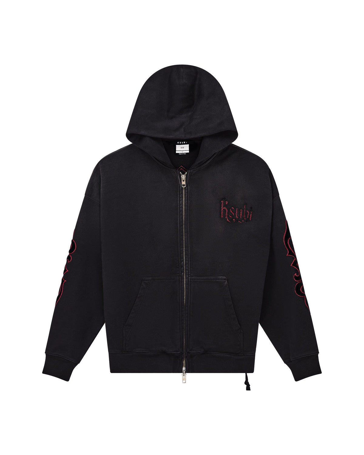 Mens Paise Ekcess Hoodie Black Fade Oversized Fleece - Grey