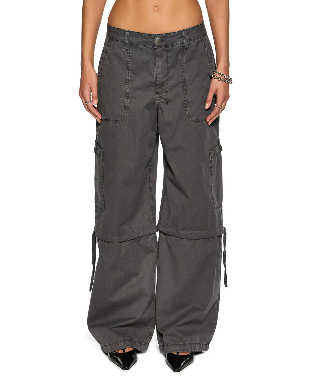 Womens Baggy Cargo Charcoal Oversized Pants - Grey