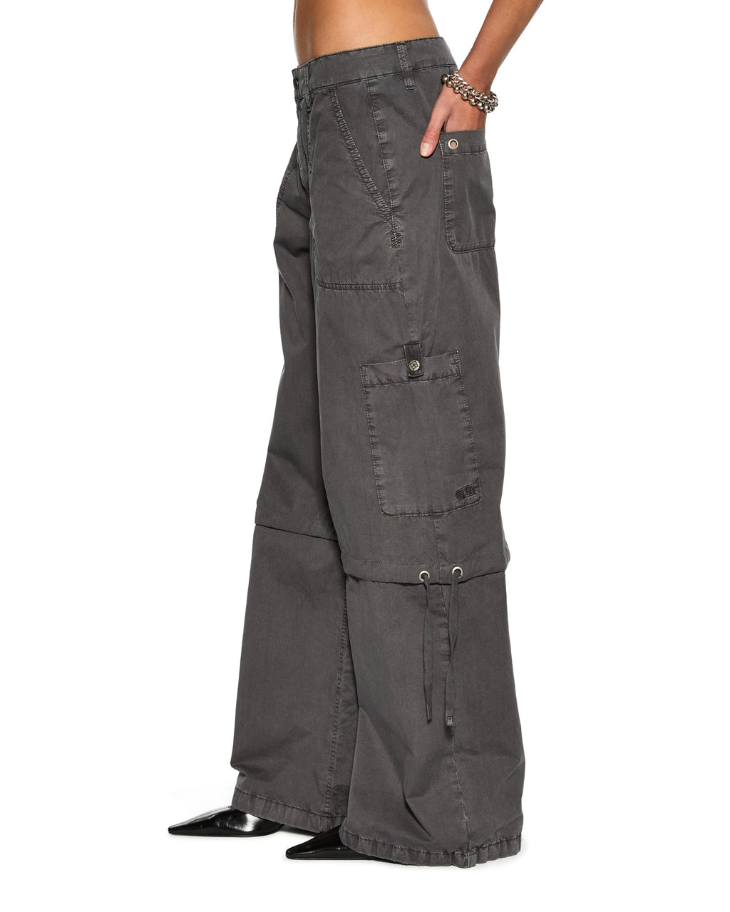 Womens Baggy Cargo Charcoal Oversized Pants - Grey