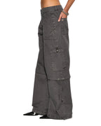 Womens Baggy Cargo Charcoal Oversized Pants - Grey