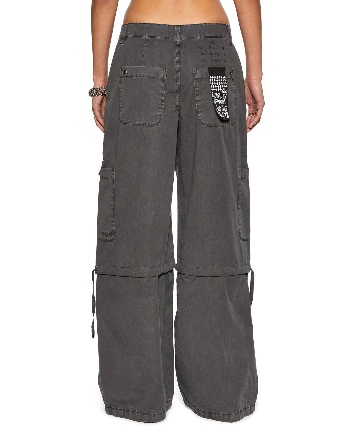Womens Baggy Cargo Charcoal Oversized Pants - Grey