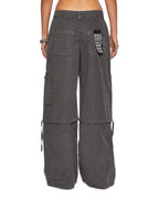 Womens Baggy Cargo Charcoal Oversized Pants - Grey
