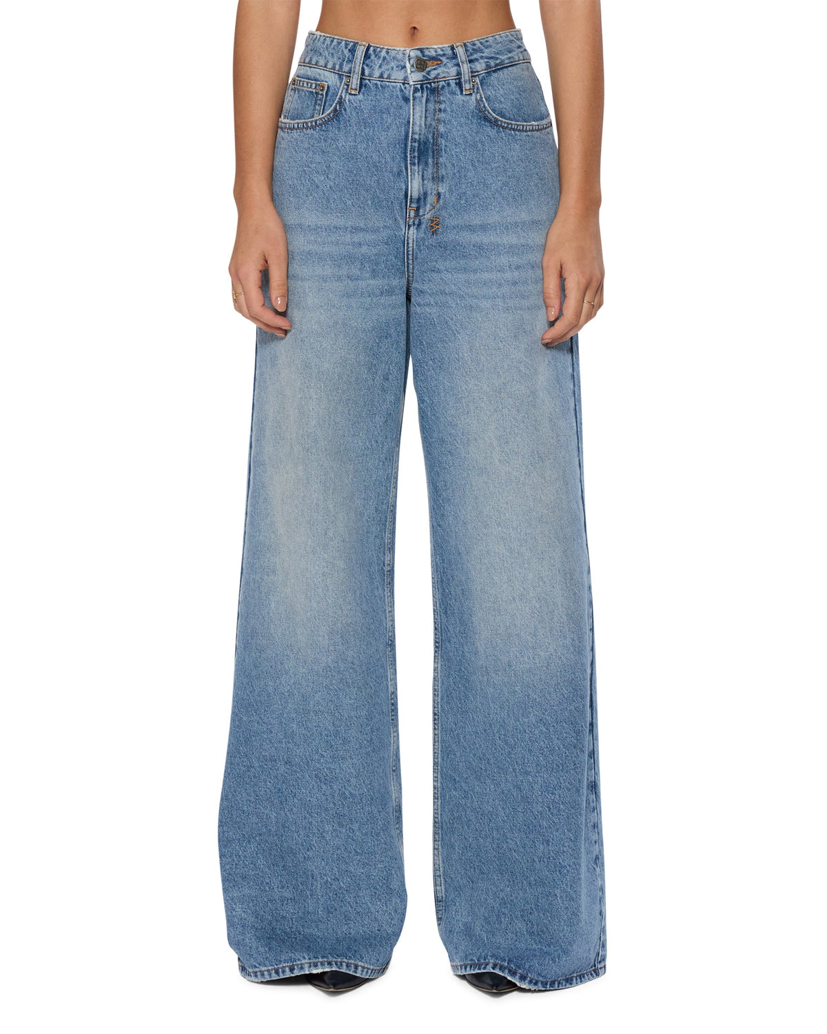 Womens Strider Swept Wide Denim Jeans - Denim