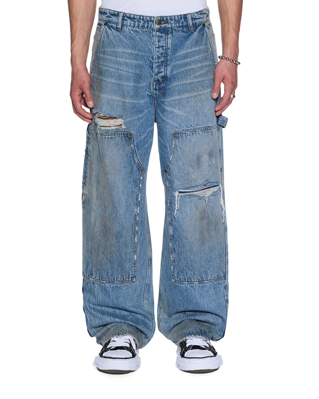 Mens Operator Pant 70's Blue Relaxed Denim Jeans - Denim
