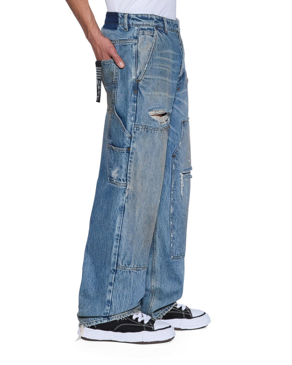 Mens Operator Pant 70's Blue Relaxed Denim Jeans - Denim
