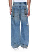Mens Operator Pant 70's Blue Relaxed Denim Jeans - Denim