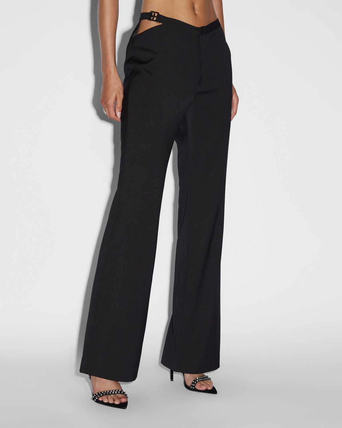 Womens Dettached Soho Trouser Black Flare Pants - Black