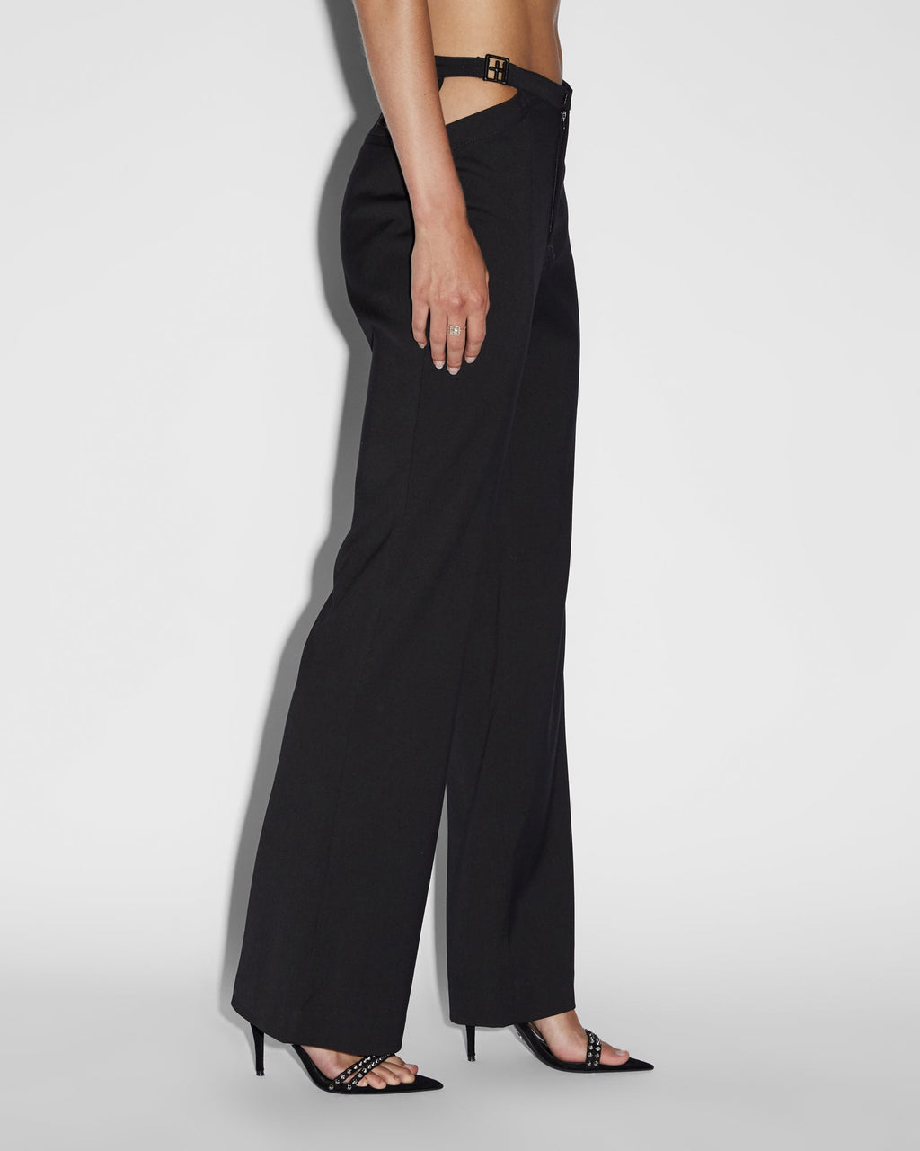 Womens Dettached Soho Trouser Black Flare Pants - Black