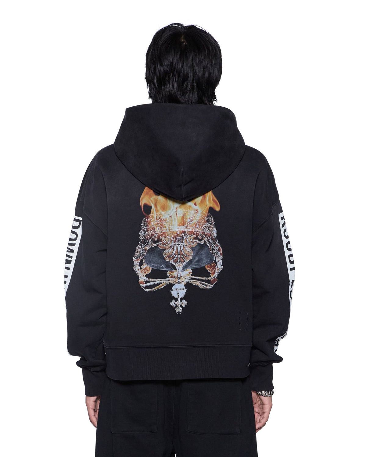 Mens Kings Halen Zip Hoodie Black Fade Baggy Fleece - Grey