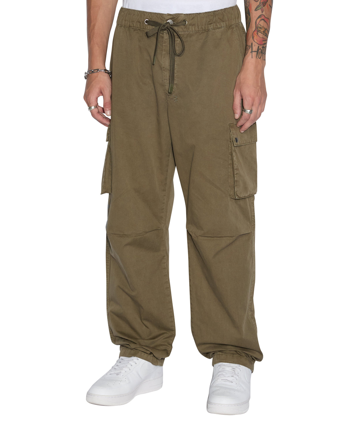 Mens Krush Cargo Pant Army Fade Relaxed Pants - Green