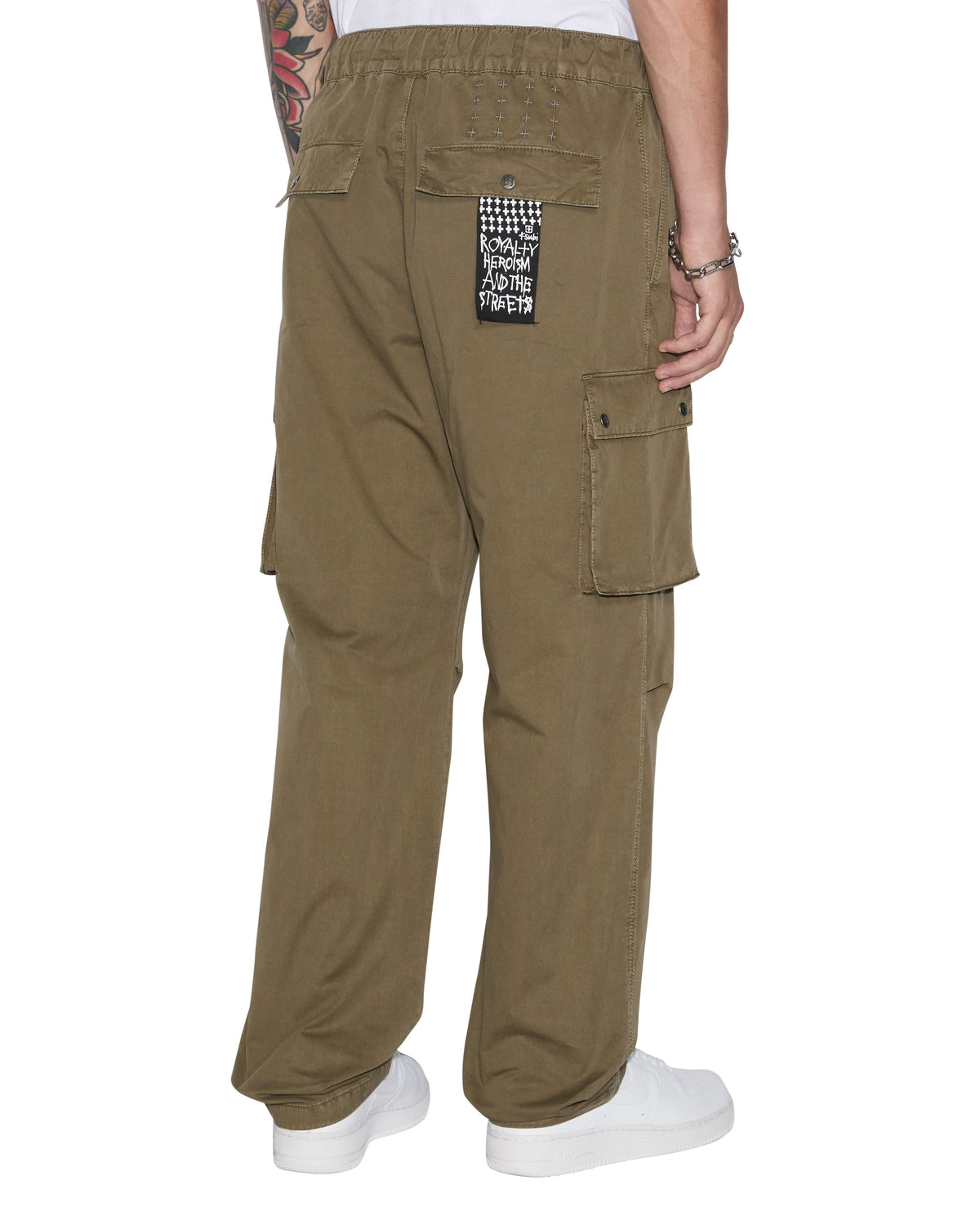 Mens Krush Cargo Pant Army Fade Relaxed Pants - Green