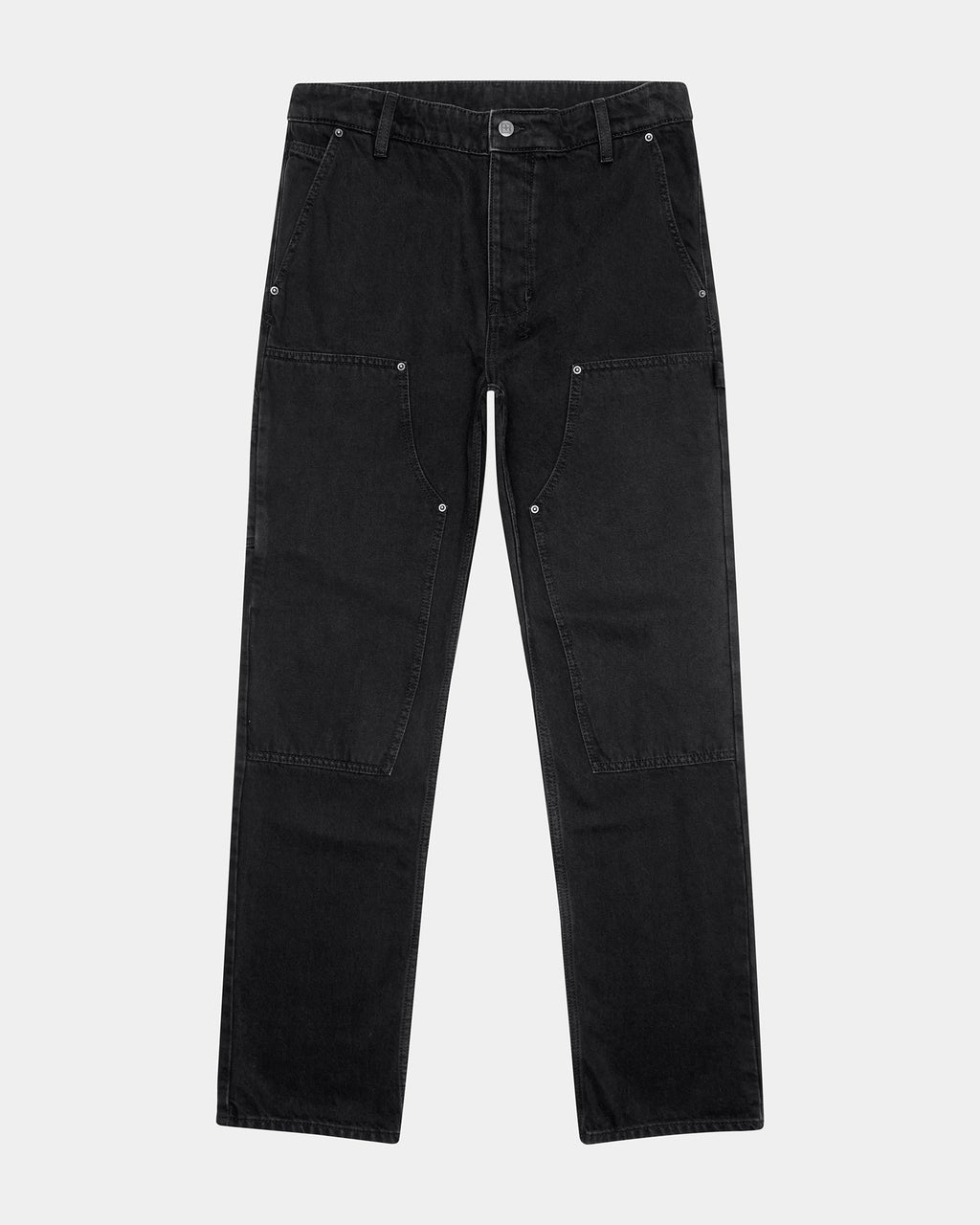Mens Operator Pant Black Brass Straight Tapered Denim Jeans - Black