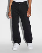 Mens Operator Pant Black Brass Straight Tapered Denim Jeans - Black
