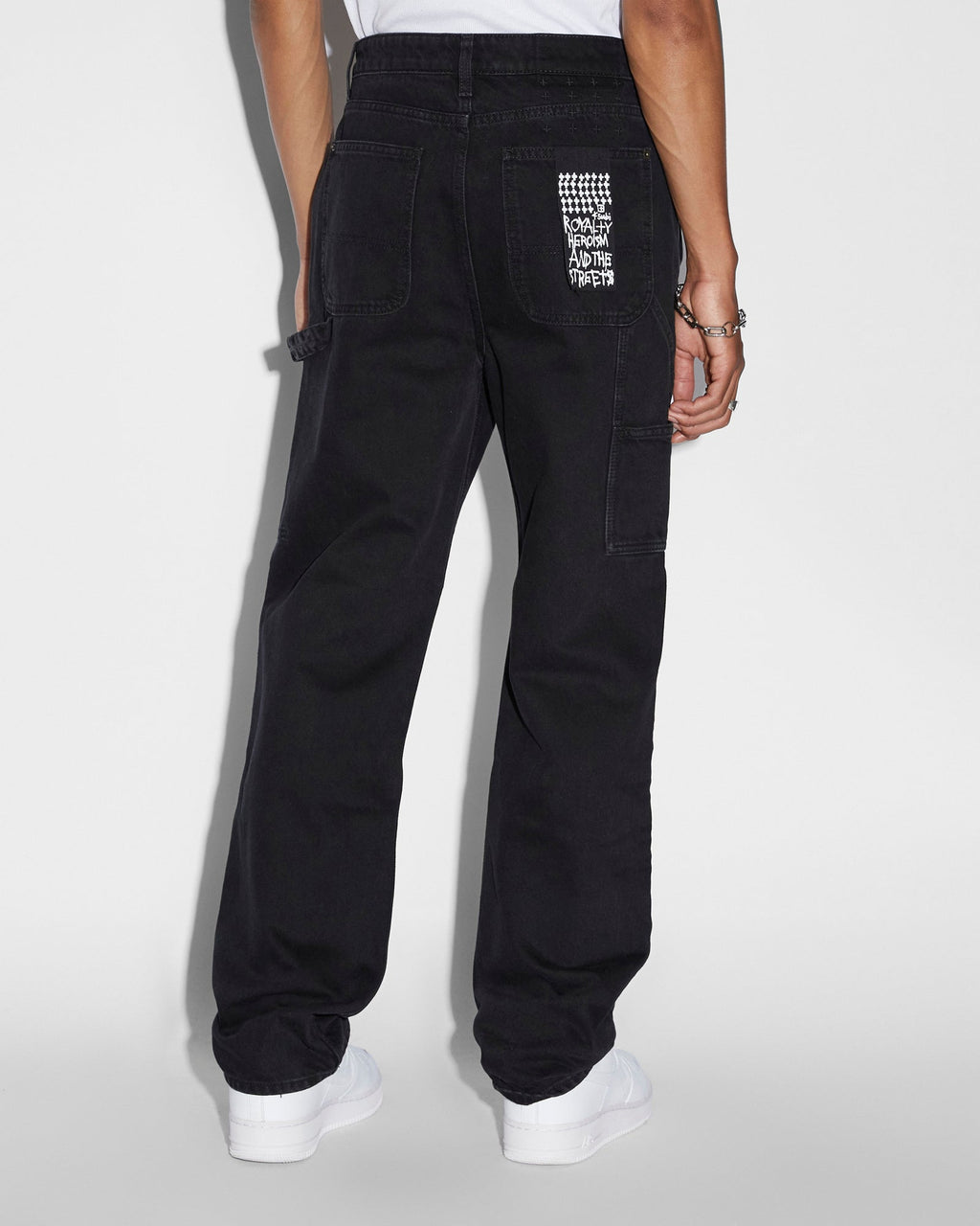 Mens Operator Pant Black Brass Straight Tapered Denim Jeans - Black