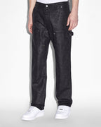 Mens Operator Pant Black Grease Straight Tapered Denim Jeans - Black