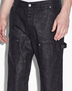 Mens Operator Pant Black Grease Straight Tapered Denim Jeans - Black