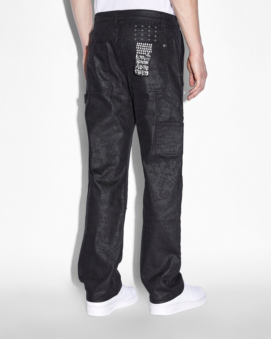 Mens Operator Pant Black Grease Straight Tapered Denim Jeans - Black