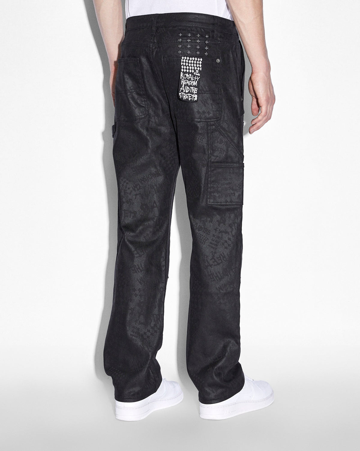 Mens Operator Pant Black Grease Straight Tapered Denim Jeans - Black
