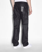 Mens Operator Pant Black Grease Straight Tapered Denim Jeans - Black