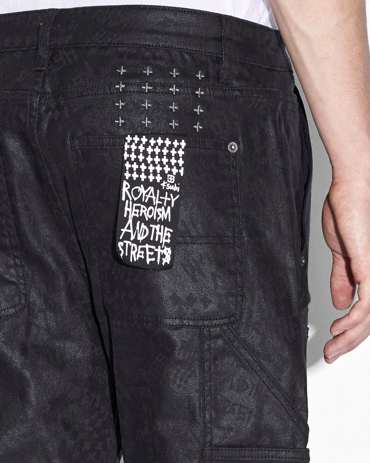 Mens Operator Pant Black Grease Straight Tapered Denim Jeans - Black