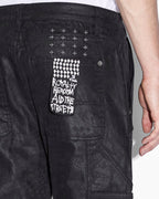 Mens Operator Pant Black Grease Straight Tapered Denim Jeans - Black