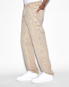 Mens Operator Pant Earth Tones Straight Tapered Denim Jeans - Brown