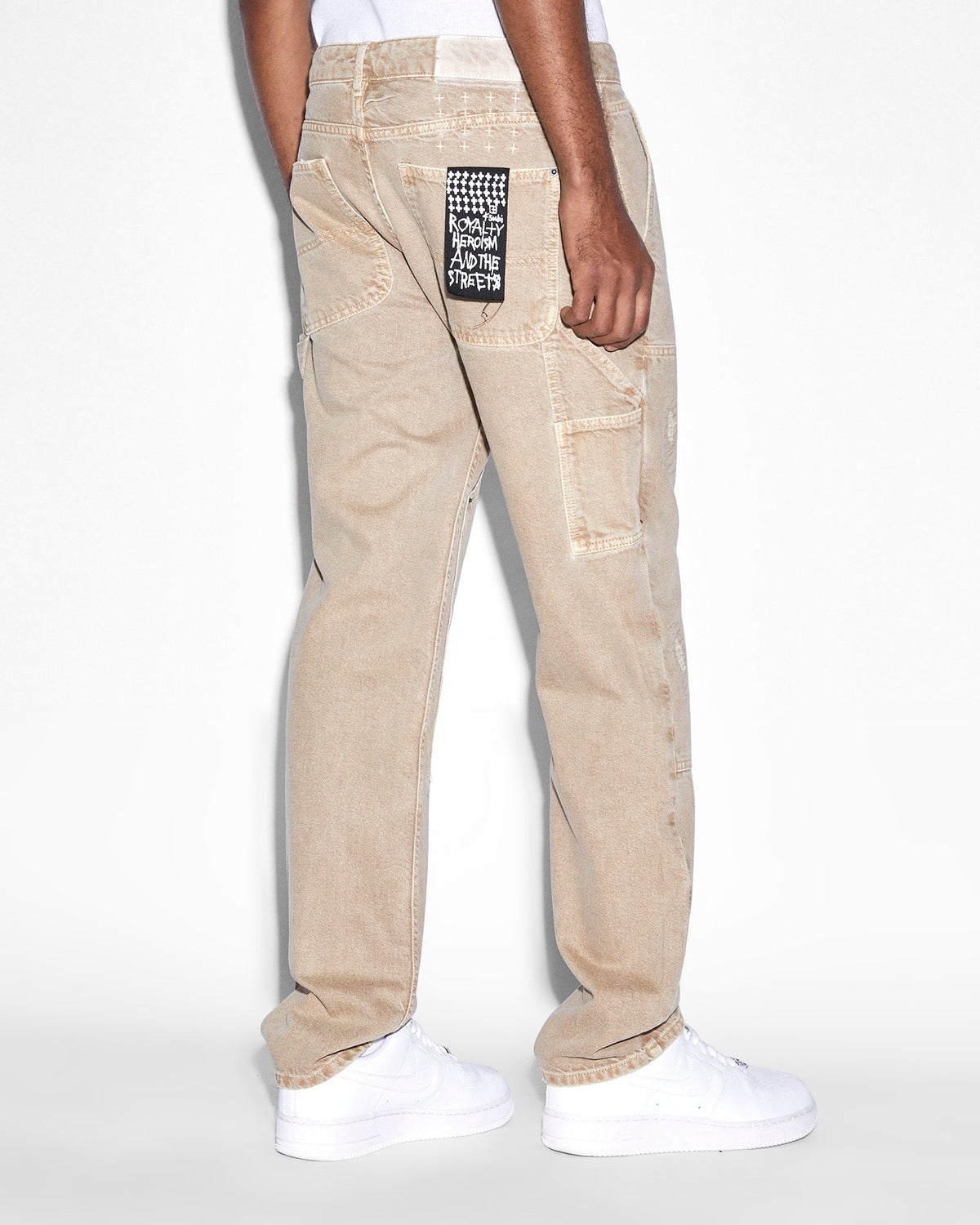 Mens Operator Pant Earth Tones Straight Tapered Denim Jeans - Brown