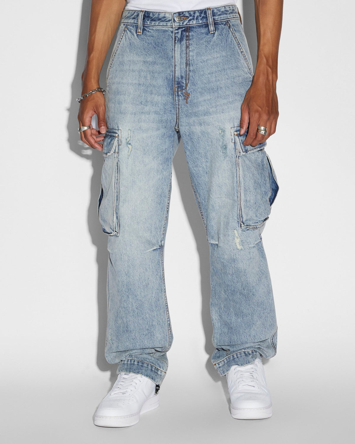 Mens Riot Cargo Pant Dynamo Relaxed Pants - Denim