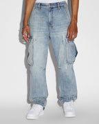 Mens Riot Cargo Pant Dynamo Relaxed Pants - Denim