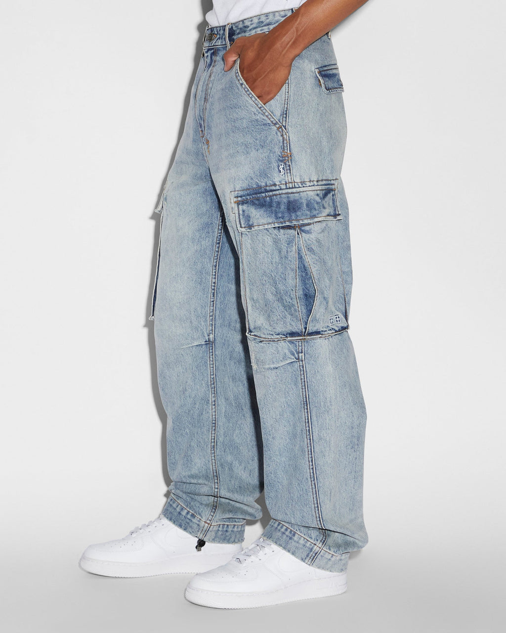 Mens Riot Cargo Pant Dynamo Relaxed Pants - Denim