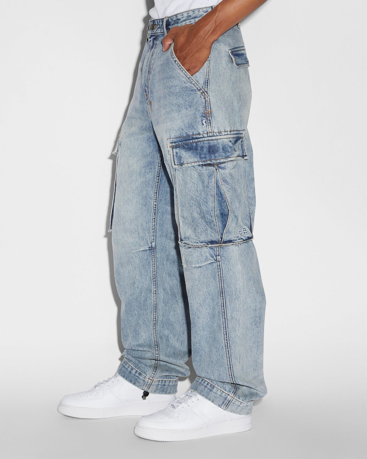Mens Riot Cargo Pant Dynamo Relaxed Pants - Denim