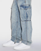 Mens Riot Cargo Pant Dynamo Relaxed Pants - Denim