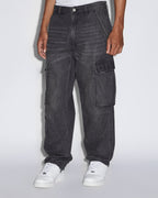 Mens Riot Cargo Pant Faded Black Relaxed Pants - Black