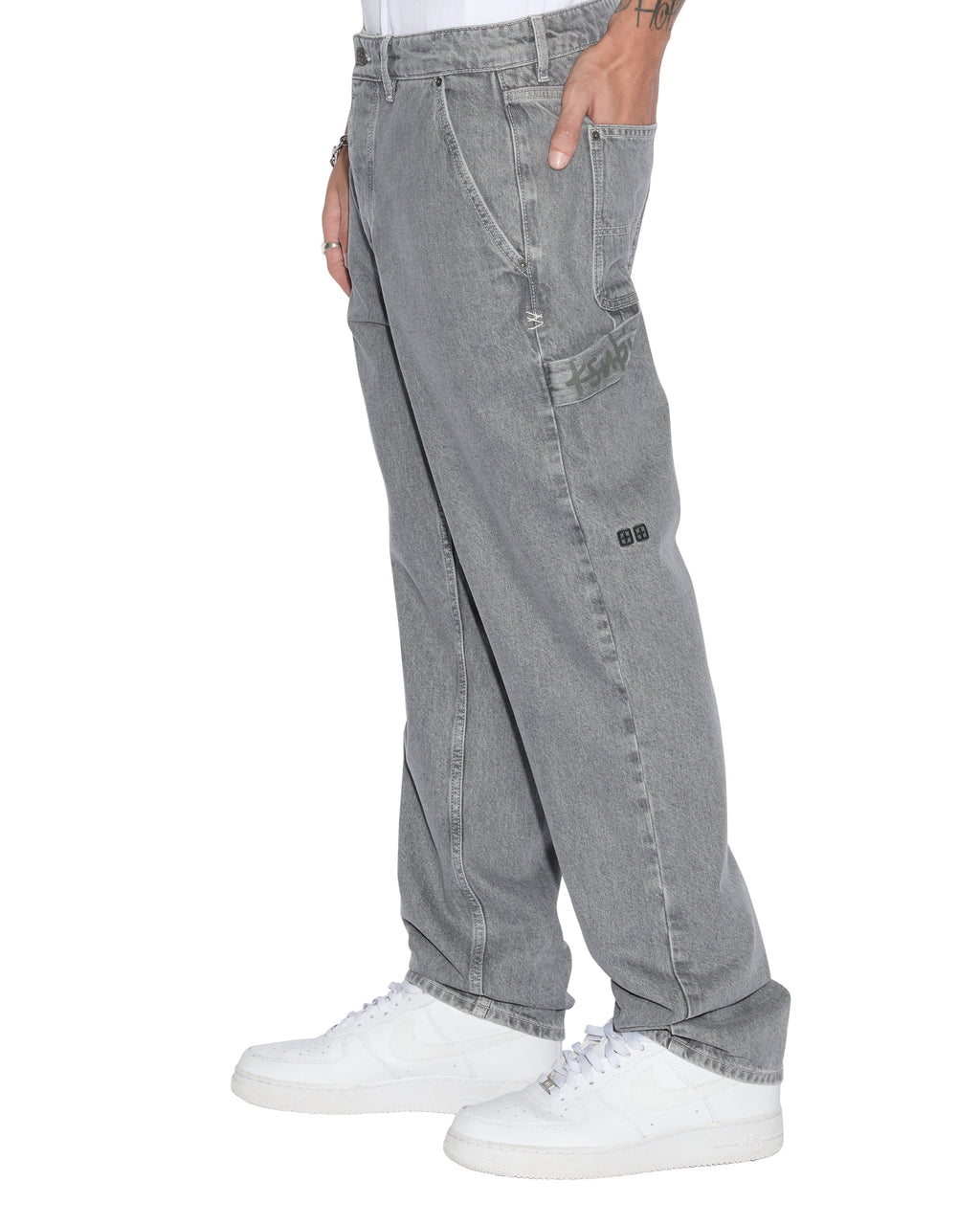 Mens Raptor Pant Thrifted Straight Pants - Grey
