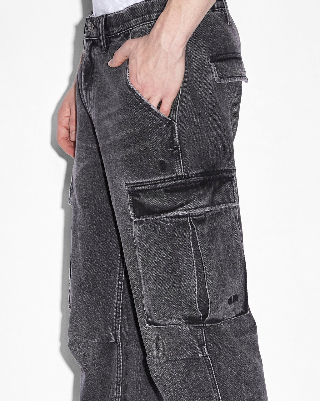 Mens Riot Cargo Pant Angst Black Relaxed Pants - Black