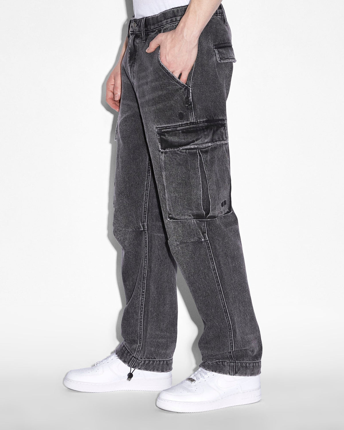 Mens Riot Cargo Pant Angst Black Relaxed Pants - Black